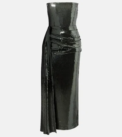 Alex Perry Draped Sequined Corset Dress