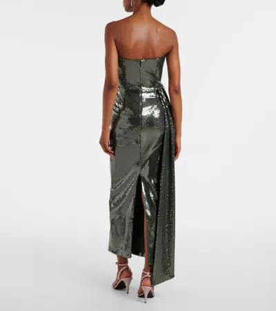 Alex Perry Draped Sequined Corset Dress