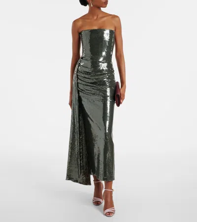 Alex Perry Draped Sequined Corset Dress