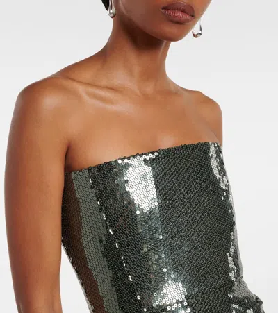 Alex Perry Draped Sequined Corset Dress