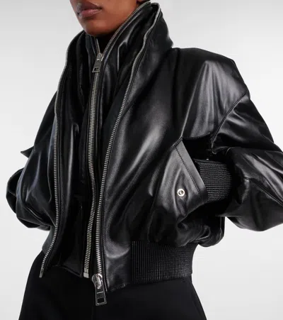 Givenchy Double Shawl-collar Leather Crop Bomber Jacket