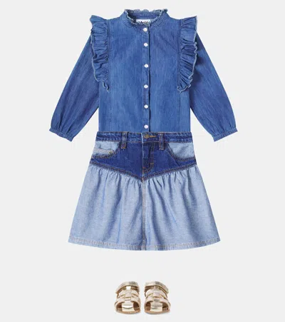 Molo Becca Paneled Denim Skirt In Blue