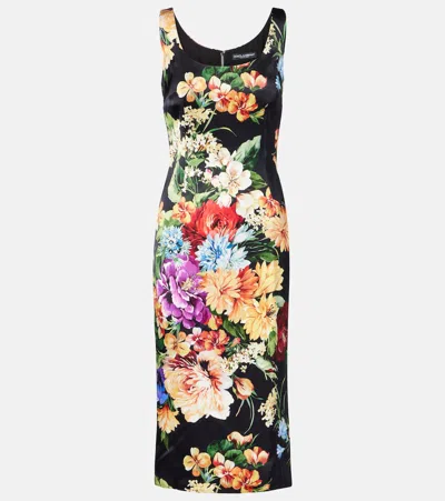 Dolce & Gabbana Floral Satin Midi Dress