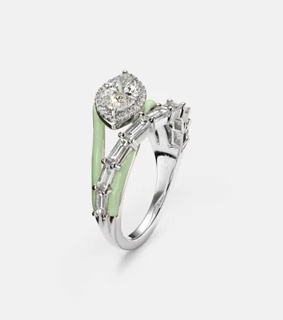 Kamyen Oasis 18kt White Gold And Enamel Ring With Diamonds