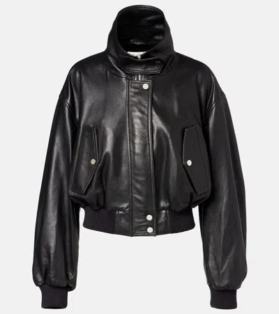 Nour Hammour Briar Leather Bomber Jacket In Black