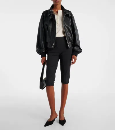Nour Hammour Briar Leather Bomber Jacket In Black