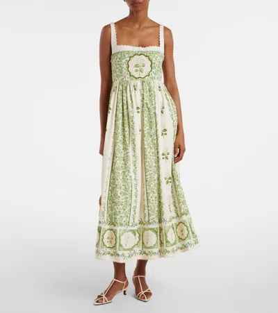 Agua By Agua Bendita Barbara Floral Cotton Midi Dress