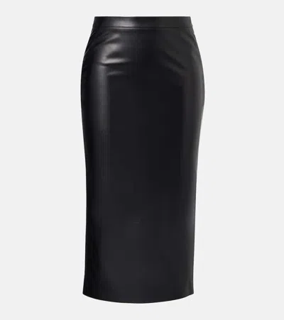 Givenchy Leather Godet-back Midi Pencil Skirt In Black