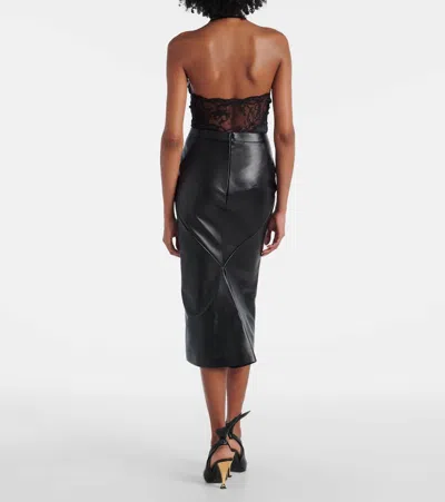 Givenchy Leather Godet-back Midi Pencil Skirt In Black