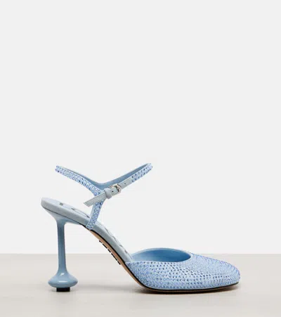 Loewe 90mm Toy Crystal-embellished Ankle-strap Pumps In Blue