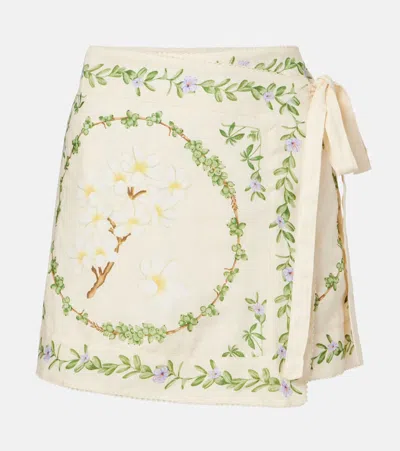 Agua By Agua Bendita Luna Floral Linen Beach Cover-up In Multi