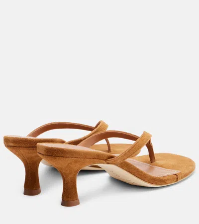 Staud Freja 60 Suede Thong Sandals In Brown
