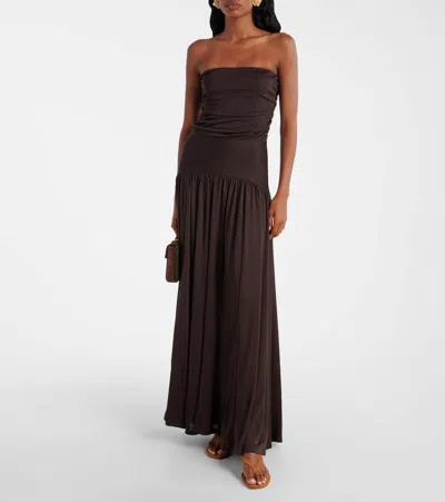 Staud Freja 60 Suede Thong Sandals In Brown