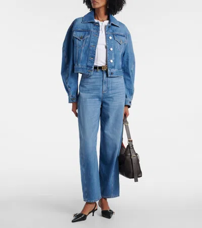 Givenchy Puffed-sleeve Denim Jacket In Blue