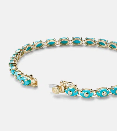 Sydney Evan Eternity 14kt Gold Bracelet With Turquoise And Diamonds