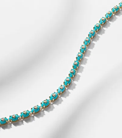 Sydney Evan Eternity 14kt Gold Bracelet With Turquoise And Diamonds