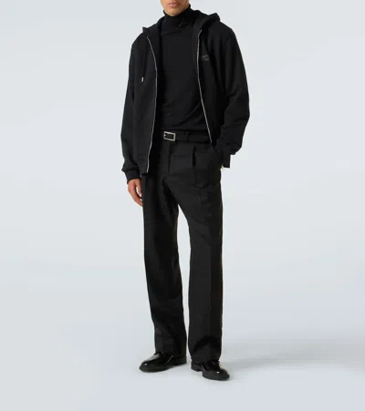 Givenchy Logo Stamp Zip-up Hooded Sweatshirt In Black