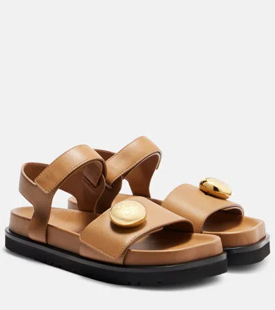 Loewe Pebble Fussbett Sandals In Soft Calfskin In Brown
