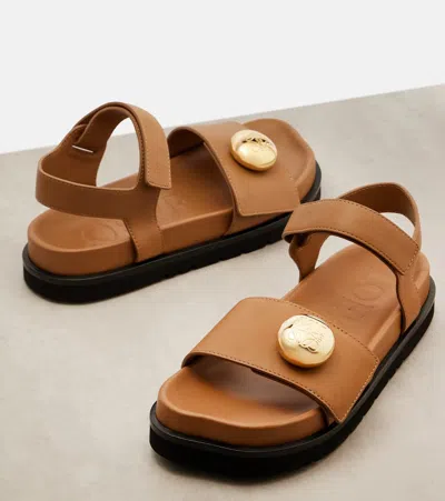 Loewe Pebble Fussbett Sandals In Soft Calfskin In Brown