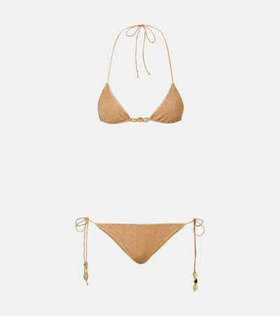 Oseree Oséree Lumière Nuggets Bikini In Brown