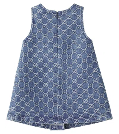 Gucci Baby Gg Denim Jacquard Dress In Blue