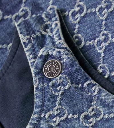 Gucci Baby Gg Denim Jacquard Dress In Blue