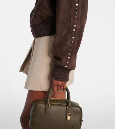 Loewe Studded Suede Bomber Jacket In Brown