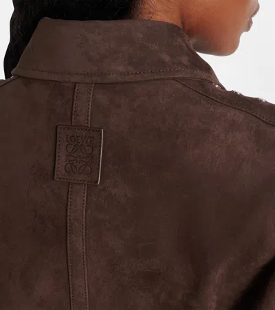 Loewe Studded Suede Bomber Jacket In Brown