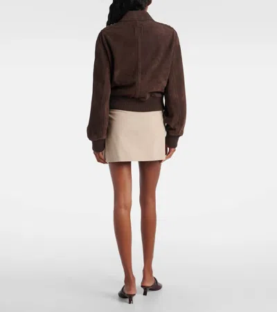 Loewe Studded Suede Bomber Jacket In Brown