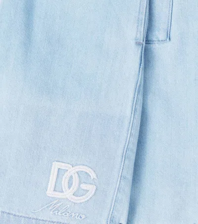 Dolce & Gabbana Dg Embroidered Denim Shorts In Blue