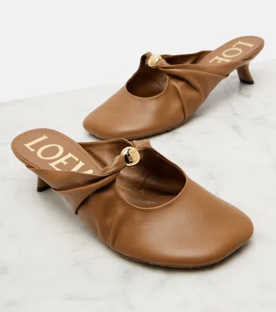 Loewe Lambskin Pebble Soft Heeled Mules 45 In Brown