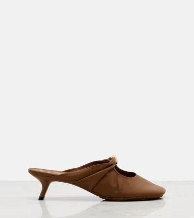 Loewe Lambskin Pebble Soft Heeled Mules 45 In Brown