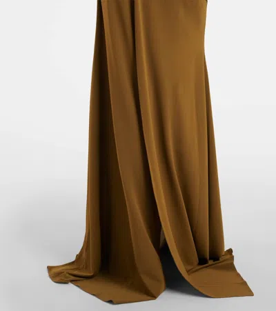 Alex Perry Draped Open-back Crêpe Jersey Gown In Green