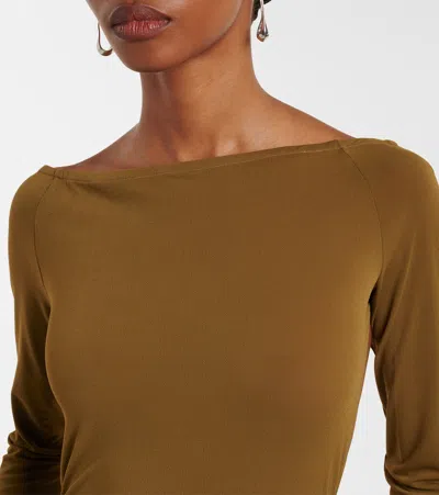 Alex Perry Draped Open-back Crêpe Jersey Gown In Green