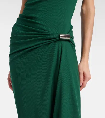 Loewe Draped Ribbed-knit Cotton-blend Midi Dress