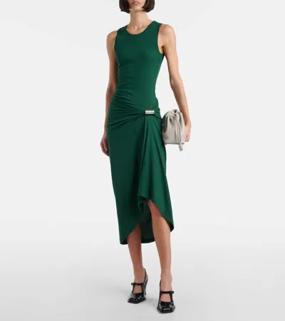 Loewe Draped Ribbed-knit Cotton-blend Midi Dress