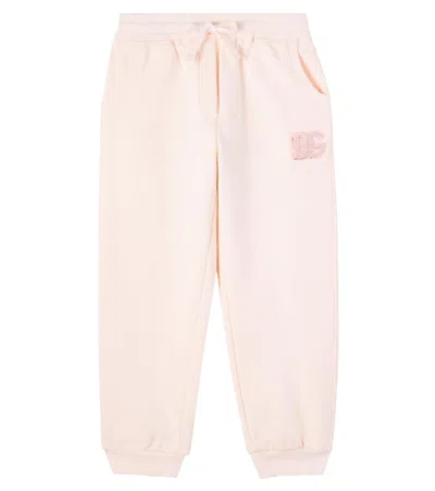 Dolce & Gabbana Dg Sequined Cotton Sweatpants In Pink