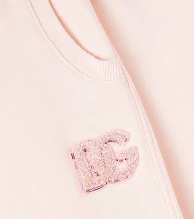 Dolce & Gabbana Dg Sequined Cotton Sweatpants In Pink