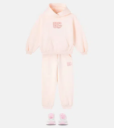 Dolce & Gabbana Dg Sequined Cotton Sweatpants In Pink