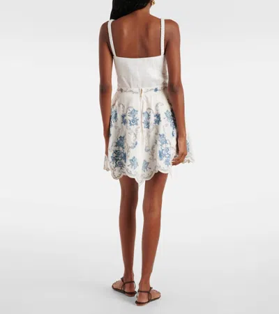 Agua By Agua Bendita Retrato Embroidered Linen Miniskirt