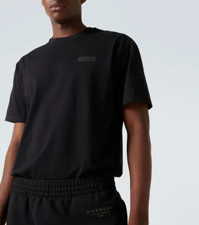 Givenchy Black Crewneck T-shirt With Logo Patch On The Front In Cotton Man
