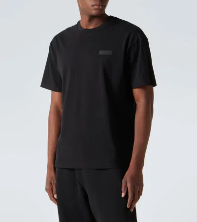 Givenchy Black Crewneck T-shirt With Logo Patch On The Front In Cotton Man