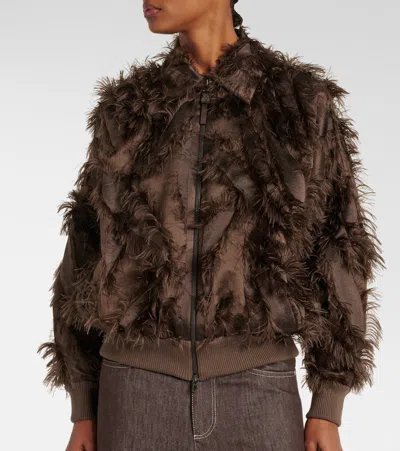 Brunello Cucinelli Feather-trimmed Bomber Jacket