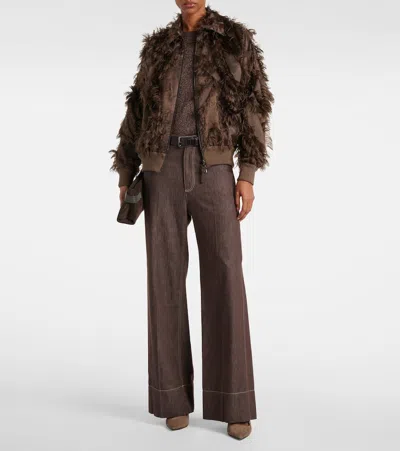 Brunello Cucinelli Feather-trimmed Bomber Jacket