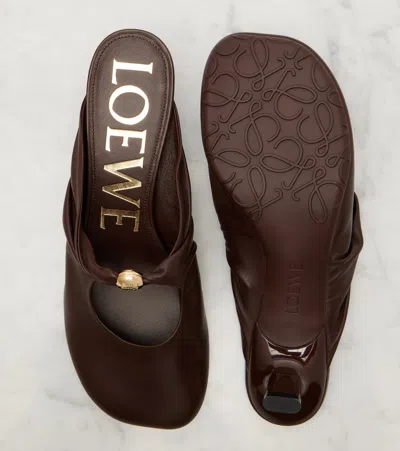 Loewe Pebble Embellished Cutout Leather Mules In Brown