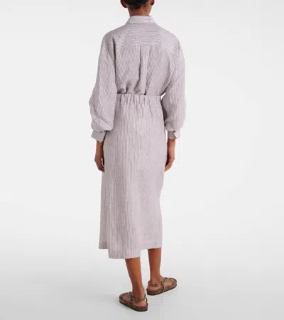 Brunello Cucinelli Striped Linen Wrap Skirt