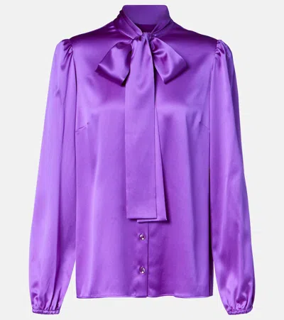 Dolce & Gabbana Tie-neck Silk-blend Satin Blouse