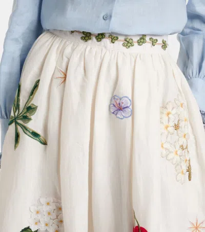 Agua By Agua Bendita Tangelo Embroidered Linen Maxi Skirt