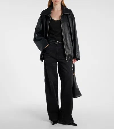 Nour Hammour Elisse Leather Jacket In Black