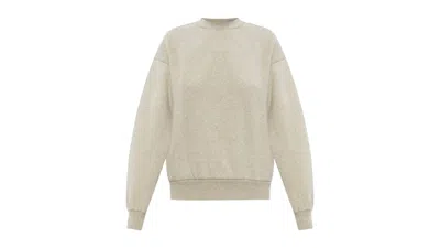 Pre-owned Fear Of God Essentials Women's Classic Fleece Crewneck Sweatshirt In Heather Stone